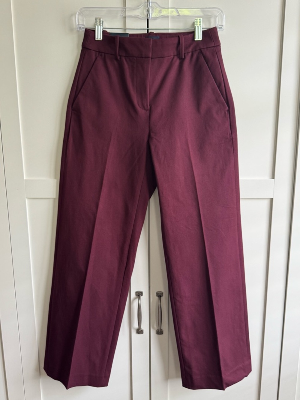 J. Crew Factory Remy Full-Length High-Rise Wide-Leg Pant Size 00P Burgundy